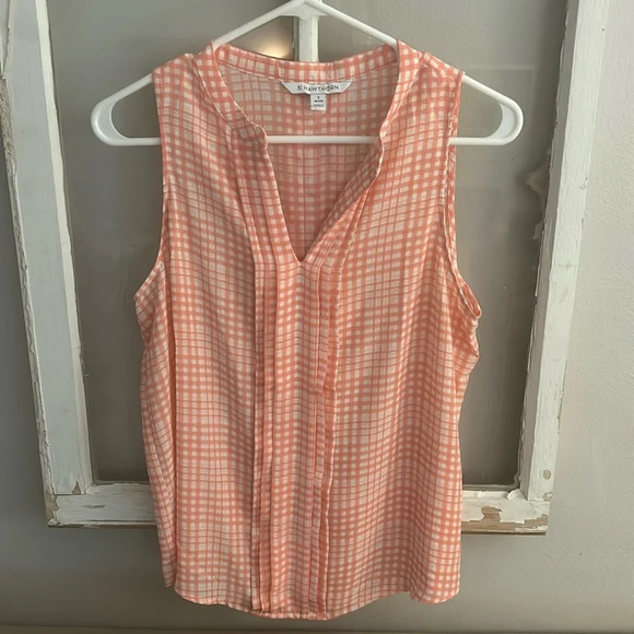 41 Hawthorn pink white check gingham sleeveless blouse size S Petite - Picture 1 of 7